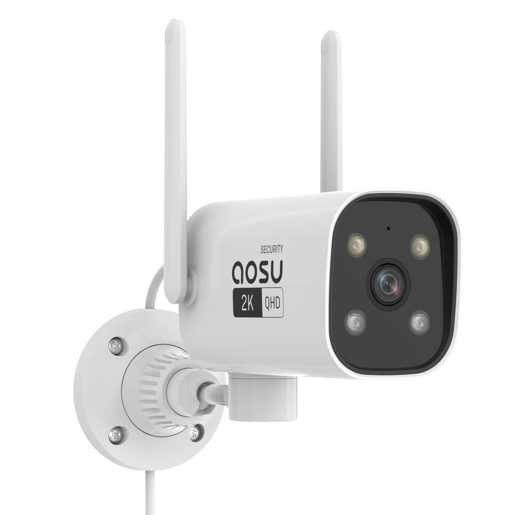 AOSU Cámara de Vigilancia WiFi Exterior 2K 3MP: Visión Nocturna, Detección de Movimiento, Alarma Instantánea. ¡Protege tu hogar!