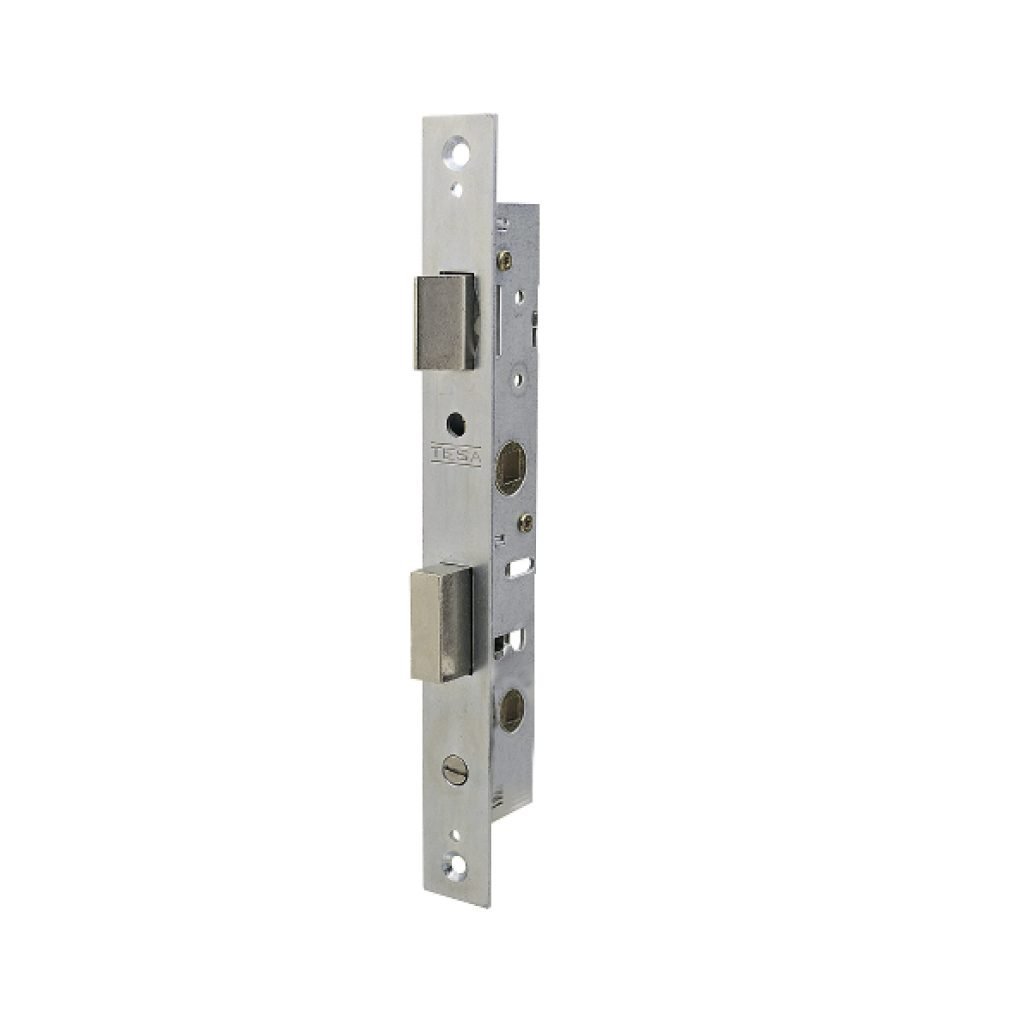 Cerradura Tesa Assa Abloy 220015HZ: seguridad y estilo en una sola cerradura para perfiles metálicos zincados blancos.