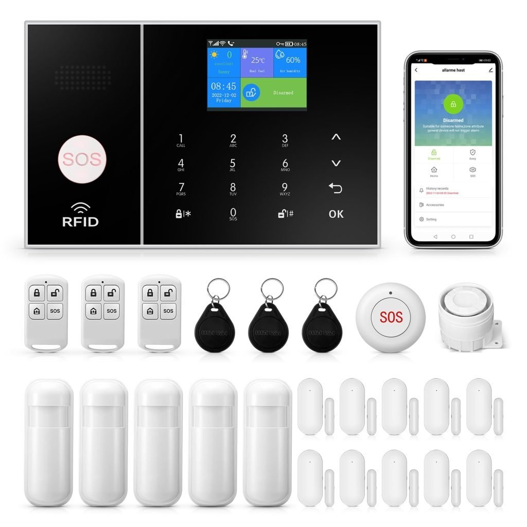 Clouree WiFi Kit de Alarma de Seguridad para el Hogar Inteligente: Protección Inalámbrica y Conexión SMS de Aplicación