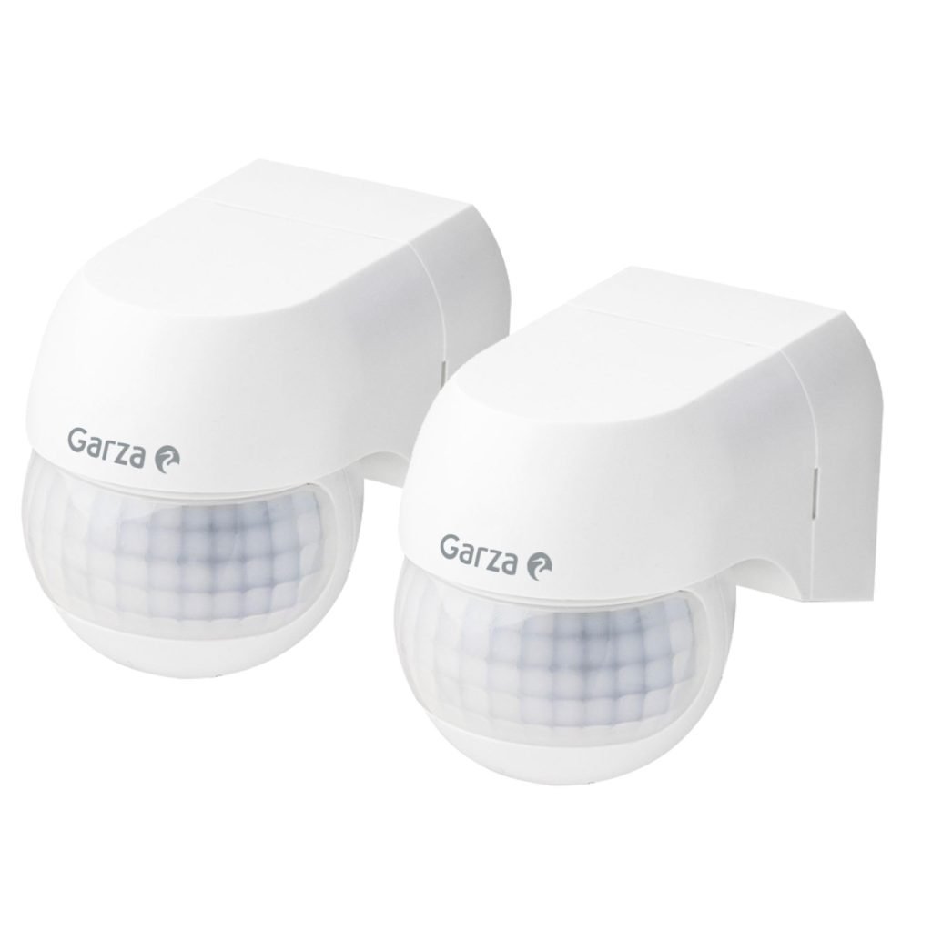 Garza: Detector de Movimiento Infrarrojo para Interior y Exterior con Protección IP44 y Ángulo de Detección de 180º