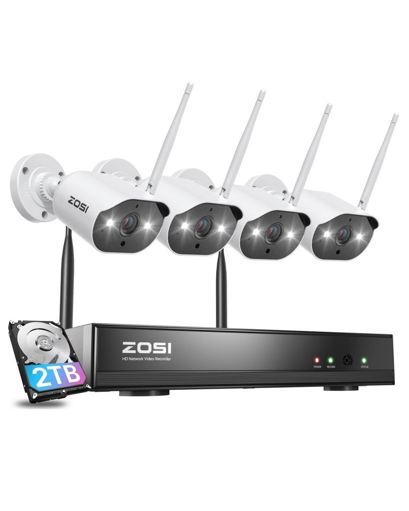 ZOSI Kit de Cámara de Vigilancia WiFi: Vigila tu hogar con este sistema de seguridad inalámbrico de alta resolución 2K.