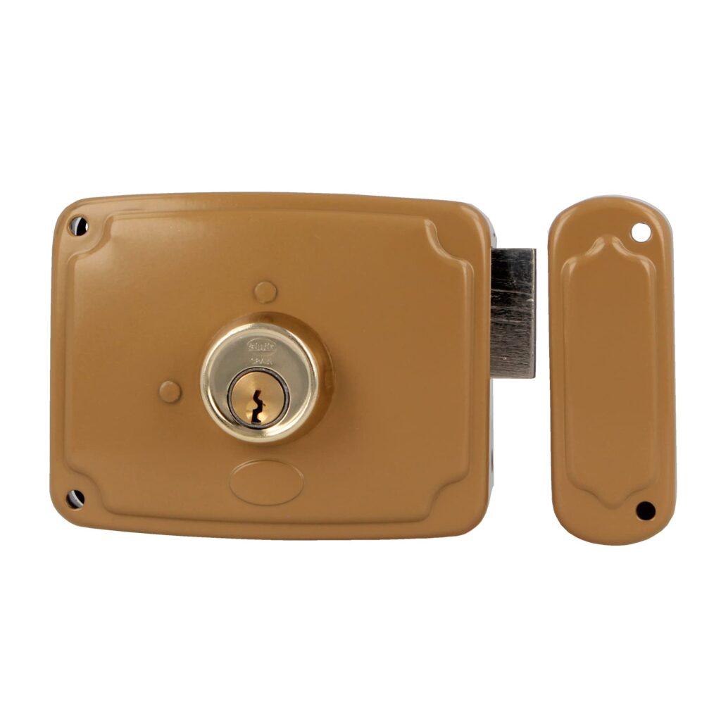 Cerradura Amig de Sobreponer: Seguridad Elegante para Puertas de Madera con Acabado Dorado