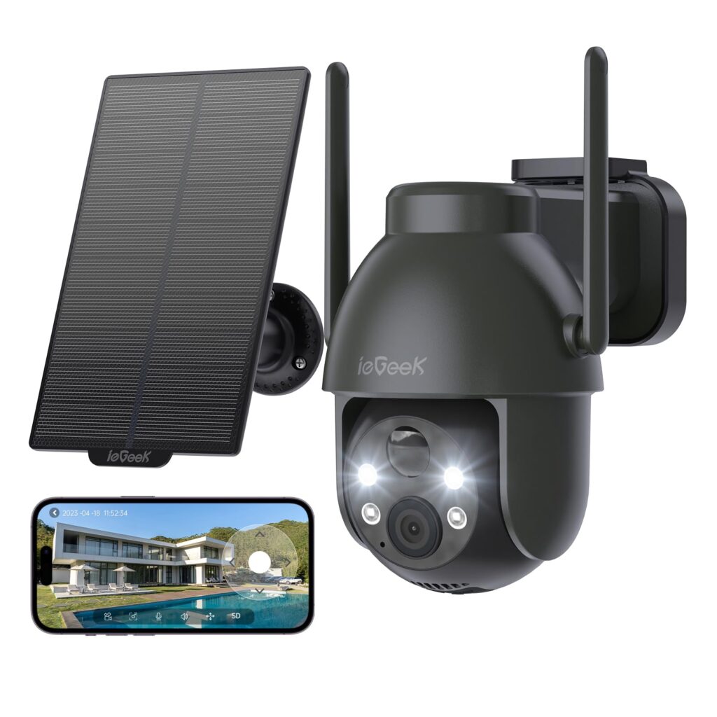 Cámara Solar ieGeek de Seguridad WiFi: Vigilancia Exterior 360° con Visión Nocturna